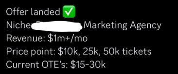 Member win: Offer landed, AI Algo trading niche, $10-15k price point, 20-30k OTE