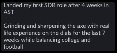 Member win: After many interviews and offers, accepted one, landed DM setting position