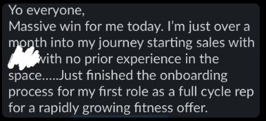 Member win: Hired as a setter at a company I really look up to, all from patience and conviction