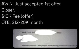 Member win: Landed a DM setting position after a few offers came through